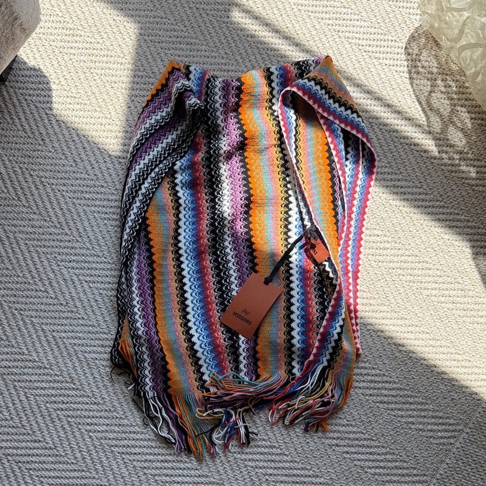 Missoni Multicolor Zigzag Knit Scarf